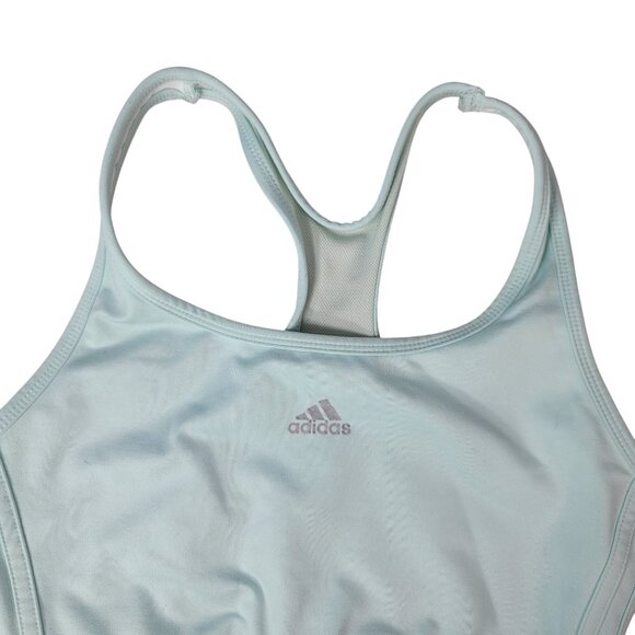 Adidas Unpadded Sports Bra Mint Green Large Lined Racerback Pullover Logo AF5001 - Picture 2 of 7